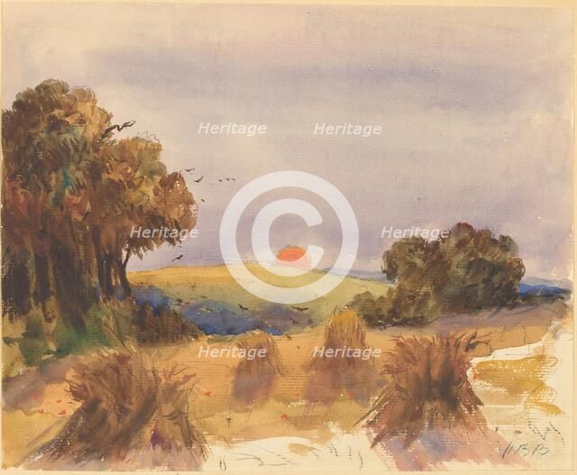 A Cornfield at Sunset. Creator: Hercules Brabazon Brabazon.