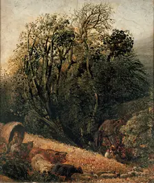 A Cornfield Bordered by Trees, c1833-1834. Artist: Samuel Palmer