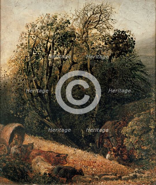 A Cornfield Bordered by Trees, c1833-1834. Artist: Samuel Palmer.