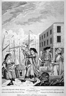 A Cornish Hug 1781. Artist: Anon
