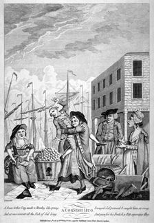 A Cornish Hug 1781. Artist: Anon