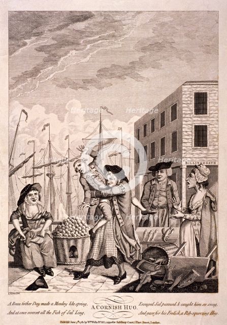 'A Cornish Hug', 1781. Artist: Anon
