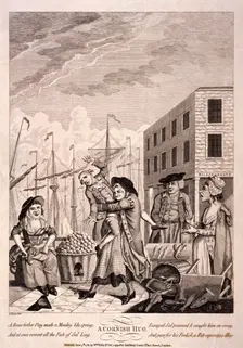 A Cornish Hug 1781. Artist: Anon