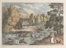 A Cornish Waterfall, from "Views in Cornwall", 1812., 1812. Creator: Thomas Rowlandson