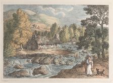 A Cornish Waterfall, from "Views in Cornwall", 1812., 1812. Creator: Thomas Rowlandson