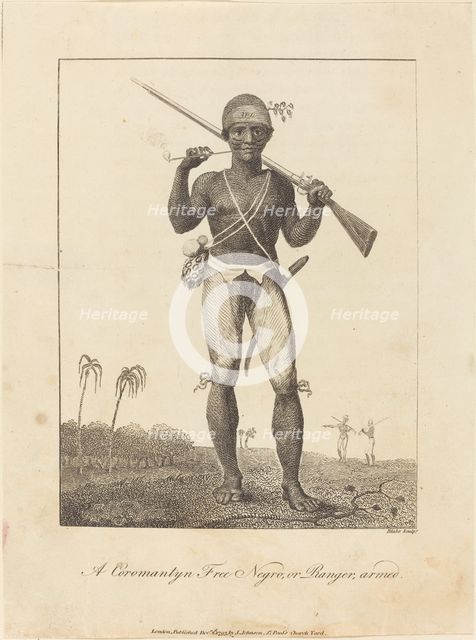 A Coromantyn Free Negro, or Ranger, armed, 1793. Creator: William Blake.
