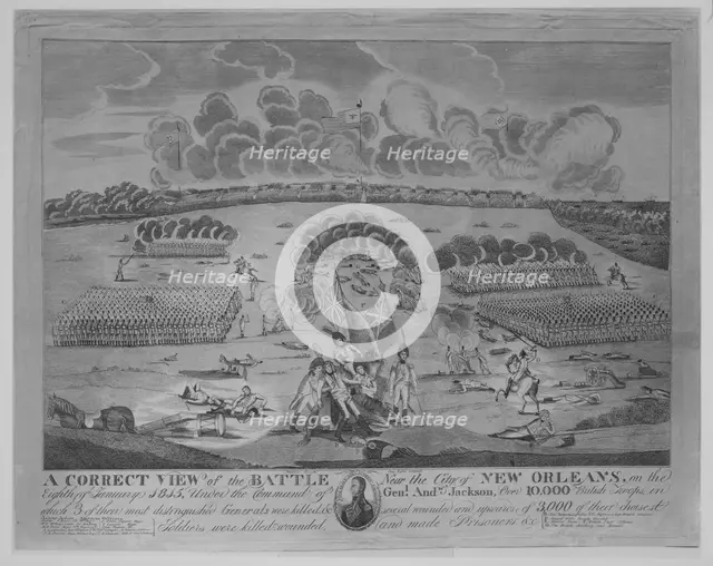 A Correct VIew of the Battle Near the City of New Orleans (January 8, 1815), ca. 1816. Creator: Francisco Scacki.
