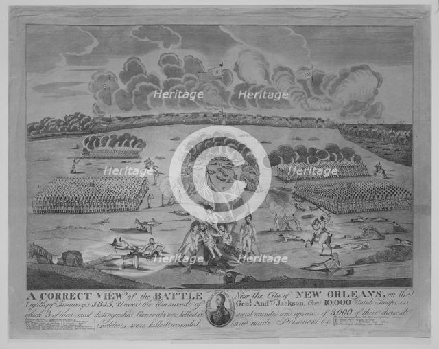 A Correct VIew of the Battle Near the City of New Orleans (January 8, 1815), ca. 1816. Creator: Francisco Scacki.