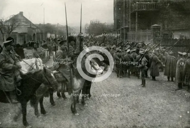 'A Cossack Patrol and Russian Infantry', (1919). Creator: Unknown.