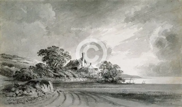 A Cottage near the Shore of a Lake, 18th century. Artist: John Baptist Malchair.
