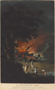 A Cottage on Fire, 1799. Creators: Charles Turner, Yates