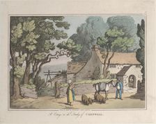 A Cottage in the Dutchy of Cornwall, from "Sketches from Nature", 1822., 1822. Creator: Thomas Rowlandson