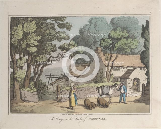 A Cottage in the Dutchy of Cornwall, from "Sketches from Nature", 1822., 1822. Creator: Thomas Rowlandson.