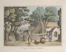 A Cottage in the Dutchy of Cornwall, from "Sketches from Nature", 1822., 1822. Creator: Thomas Rowlandson