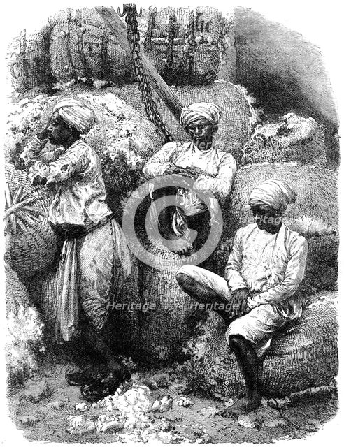 A cotton market in Bombay, India, 19th century. Artist: Unknown