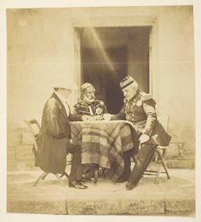A Council of War: Lord Raglan, Omar Pacha and Pelissier, Taken the eve Before the..., Crimea, 1855. Creator: Roger Fenton