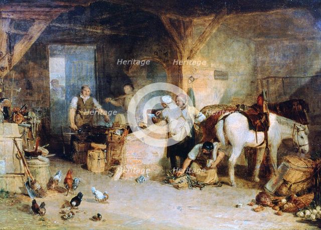 'A Country Blacksmith Disputing upon the Price of Iron...', c1807.  Artist: JMW Turner