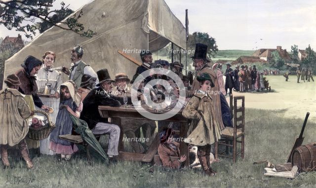 A country cricket match, Sussex, 1878.Artist: John Robertson Reid