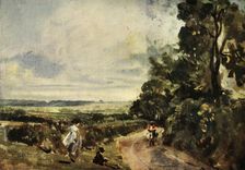 A Country Road with Trees and Figures c1830, (1934). Creator: John Constable