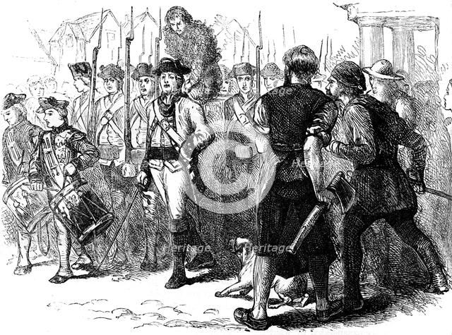 A countryman tarred and feathered, America, c1770s (c1880). Artist: Unknown