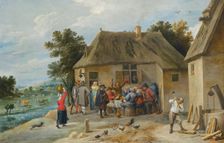 A Countryside Inn, with the innkeeper chopping wood, 1654. Creator: David Teniers II