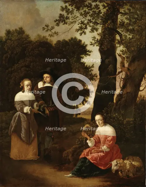 A Couple and a Shepherdess in a Landscape, 1661. Creator: Hendrick van der Burch.