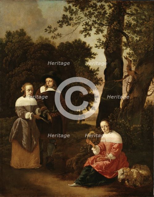 A Couple and a Shepherdess in a Landscape, 1661. Creator: Hendrick van der Burch.