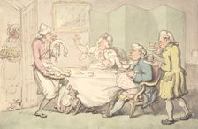 A Couple at Table with Servants, 18th-19th century. Creator: Unknown;Unknown