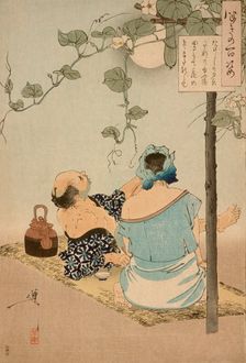 A Couple beneath an Arbor of Flowering Yugao, 1886. Creator: Tsukioka Yoshitoshi