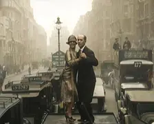 A Couple Dancing the Charleston on the Top of a Car Driving Down a London Street, 1926. Creator: British Pathe Ltd