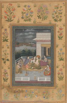 A Couple on a Terrace Surrounded by Attendants and Musicians, 18th Century. Creator: Unknown