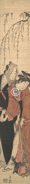 A Couple of Lovers Playing with a Monkey, 1780. Creator: Torii Kiyonaga.