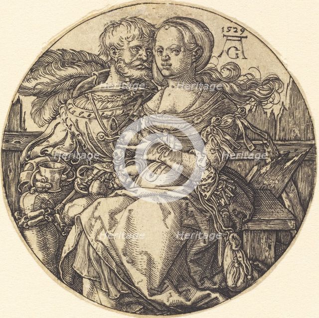 A Couple of Lovers Seated, 1529. Creator: Heinrich Aldegrever.