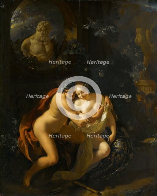 A Couple Making Love in a Park Spied on by Children, 1694. Creator: Adriaen van der Werff.