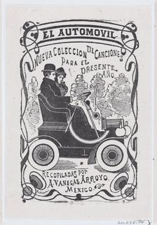 A couple sitting in an automobile, illustration for El Automóvil, published by..., ca. 1880-1910. Creator: José Guadalupe Posada