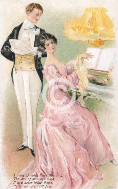 A couple singing a song. Artist: Unknown