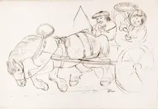 A Couple Riding on A Horse-Drawn Carriage, 1825-1839. Creator: James Howe