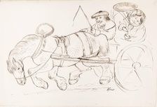 A Couple Riding on A Horse-Drawn Carriage, 1825-1839. Creator: James Howe