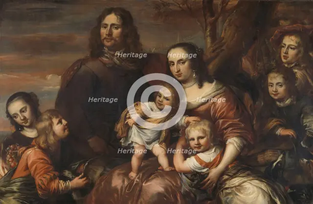 A couple with six children, 1650-1678. Creator: Jurgen Ovens.