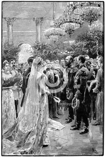 A court ball at the Winter Palace, St Petersburg, Russia, 1892. Artist: Unknown