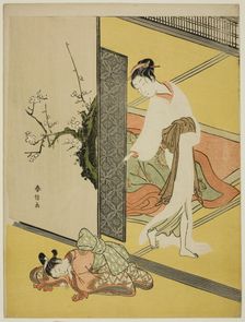 A Courtesan Catching Her Attendant Sleeping, c. 1766/68. Creator: Suzuki Harunobu