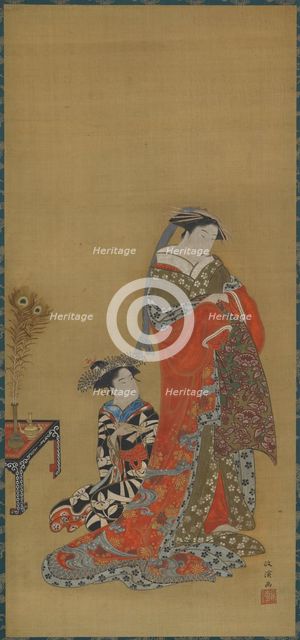 A Courtesan and attendant, late 18th-early 19th century. Creator: Kitao Masanobu.