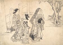 A Courtesan Followed by Two Girl Attendants, ca. 1690-1751. Creator: Nishikawa Sukenobu