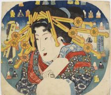 A courtesan, from the Series "Three Hardships of Modern Women" (Tosei sanpukutsui), 1833. Creator: Kuniyoshi, Utagawa (1797-1861)