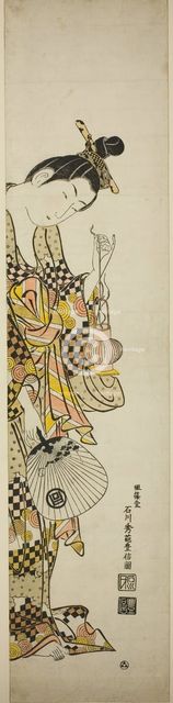 A Courtesan Holding a Lantern and a Fan, c. 1745. Creator: Ishikawa Toyonobu.