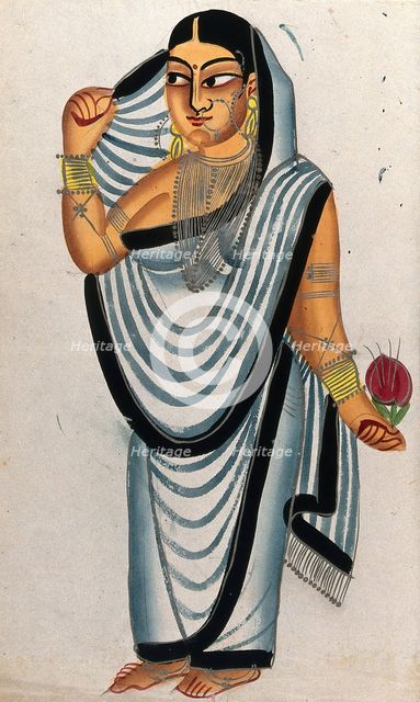 A courtesan holding a rose. Creator: Unknown.