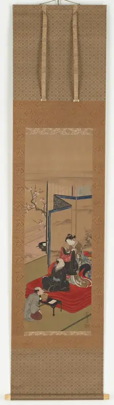 A courtesan helping a man to dress, Edo period, mid 18th-early 19th century. Creator: Kitao Shigemasa