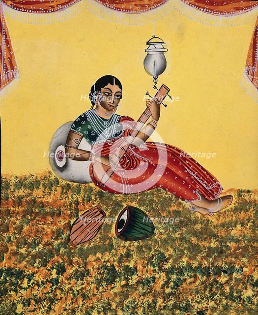 A courtesan playing a sitar, c1890. Creator: Unknown.