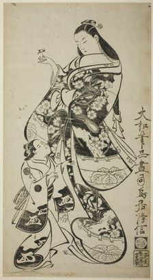 A Courtesan with Her Child Attendant, c. 1715. Creator: Torii Kiyonobu I