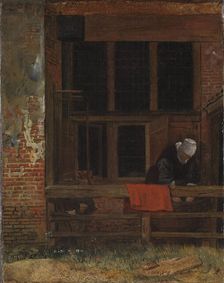 A courtyard, c. 1660. Artist: Boursse, Esaias (1631-1672)